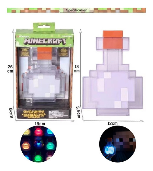 Minecraft botella que cambia de color con luz nocturna recargable 