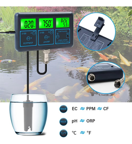 Probador De Calidad Del Agua T9tuya Wifi 7 En 1, Multiparáme
