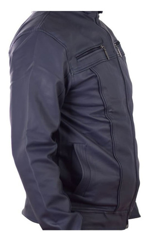 Elegante Chaqueta Cuero Textil Hombre