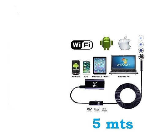 Mini Camara Endoscopica Wifi Andro/win/mac De Inspección Color Negro