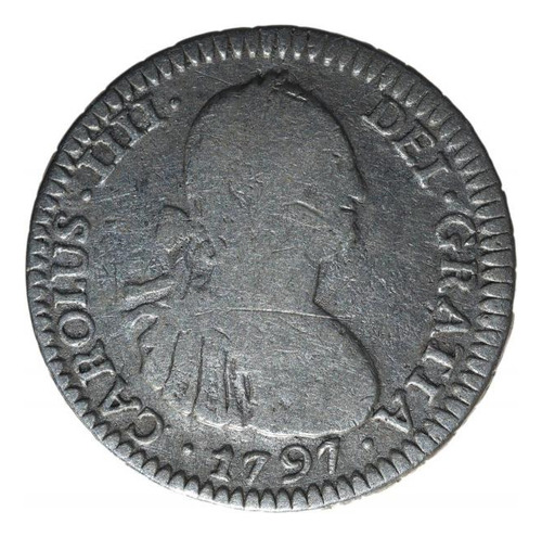 Moeda Da Bolívia: Carlos Iiii 1 Real 1797 Potosi Pp Prata (Usado)