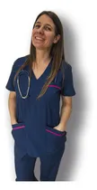 Comprar Ambos Médicos Mujer Tela Arciel. Azul-fucsia Ambo Naty 6c
