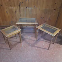 Comprar Tres Mesas Ratonas : En Juego : De Roble : Con Vidrio Marrón