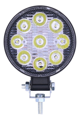 Luz De Trabajo De 27 W, 9 Led, 6000 K, 3000 Lm, Redonda, Ip6