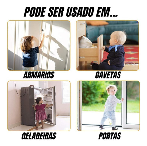 Cadeado Trava P/ Geladeira Gaveta Com Chave Não Precisa Fura