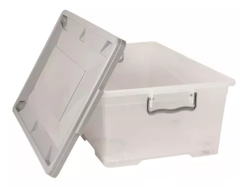 Caja Organizadora Plastica Apilable 75 Lts Con Tapa Y Ruedas