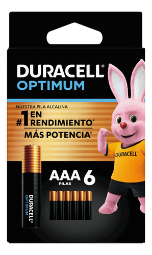 Pila Duracell Optimum Aaa, (6 Pilas Triple A, Más Potencia )
