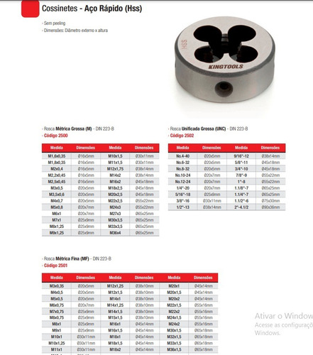 Cossinete M10 X 1,5 Kingtools 2500 M10x1.5