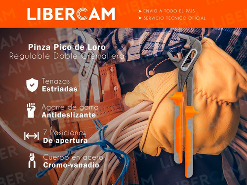 Imagen 3 de 10 de Pinza Pico De Loro Acero Mango De Goma 40mm 7 Posiciones