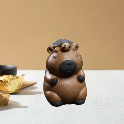 Capybara Mini Estatua Escultura Animal Té Marrón Oscuro