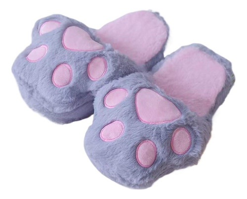 Pantuflas De Invierno De Algodón Con Pata De Gato Para Mujer