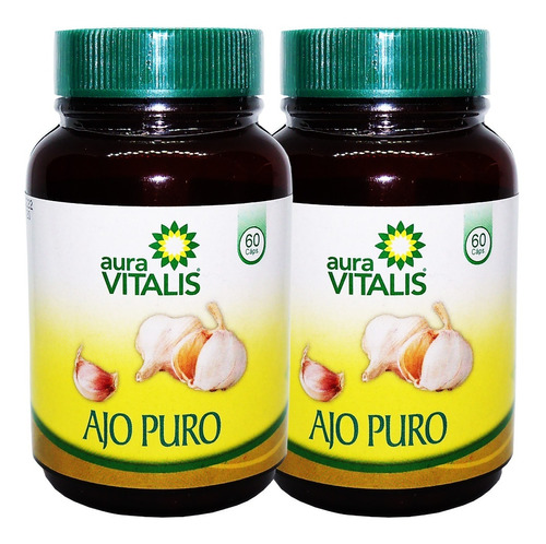 2x Ajo En Polvo Puro 60 Cap Aura Vitalis Presion Arterial