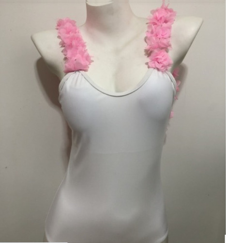 Traje De Baño Sexi Completo Con Flores De Tul En Los Tirante