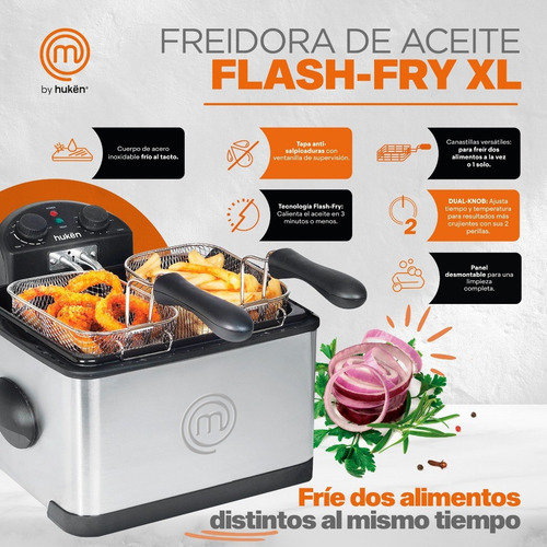 Freidora Aceite Masterchef Mk-df-4ss 4 Lt Doble Canasta 110v