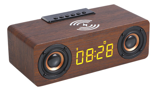 Reloj Despertador Retro De Madera J Con Carga Inalámbrica Y