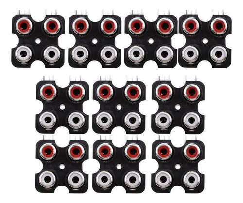 2 X 10 Piezas De Montaje En Pcb Salida Concéntrica Av 4 Rca
