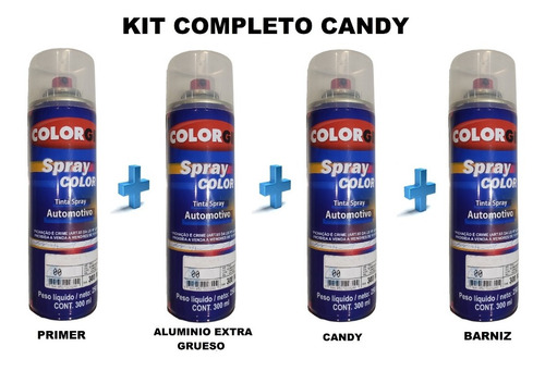 Imagen 2 de 4 de Pintura Candy Verde En Aerosol Kit Completo X 4 U.
