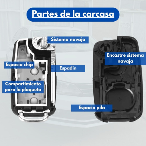 Carcasa Llave Navaja Vw Amarok Polo Golf Suran Fox 2 Botones
