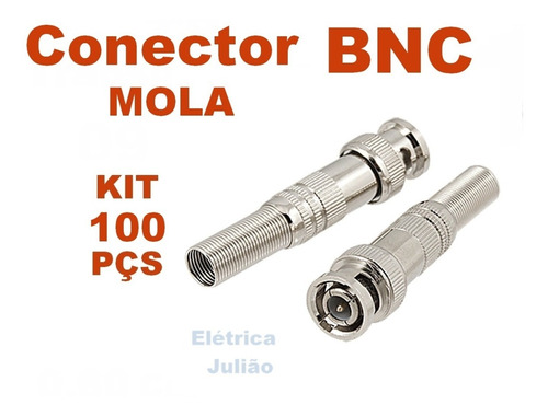 Kit C/ 100 Conector Bnc Mola - Cftv
