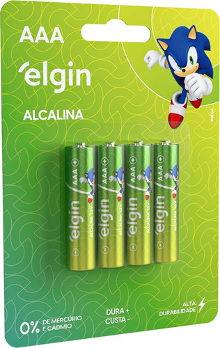Pilha Alcalina Palito Aaa Com 4 Unidades Lr3 - 1,5v Elgin