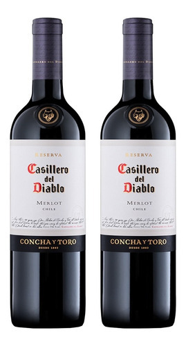 Kit 2 Vinhos Casillero Del Diablo Merlot 750ml Concha Y Toro