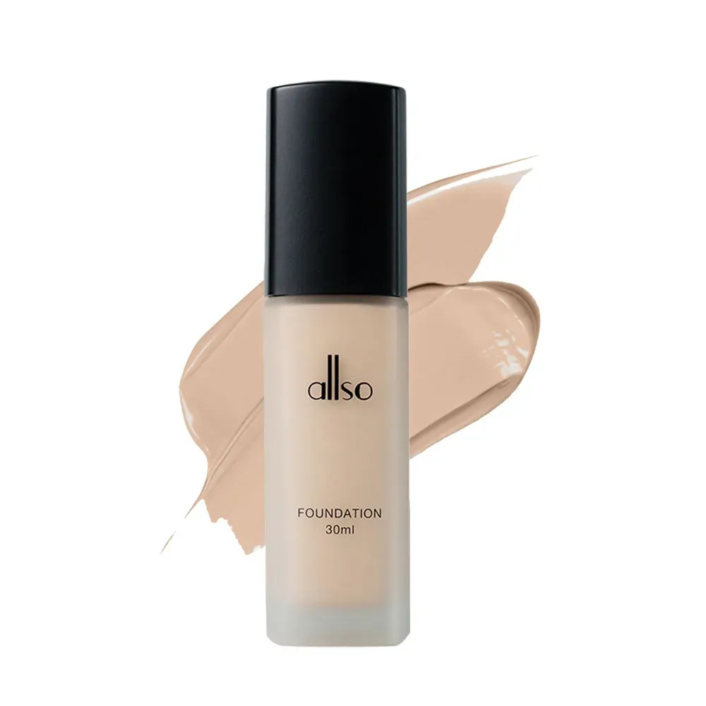 Base Líquida Matte Facial Allso Honey Peach Alta Cobertura Longa Duração Sem Cravar Sem Oleosidade Toque Aveludado Acabamento Natural Sem Poros Pele Macia Respira Long Lasting High Coverage 30ml