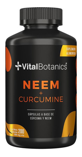 Neem + Curcuma Suplemento Con 200 Capsulas | Vitalbotanics