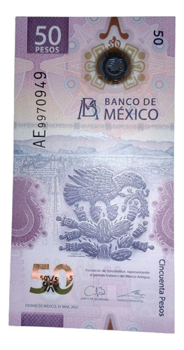 Eb+ 50 Pesos México Polímero (año 2021)