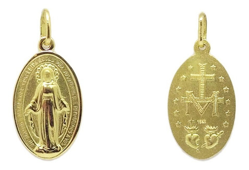 Medalla Virgen Milagrosa - Doble Faz - Oro 18k - 22mm