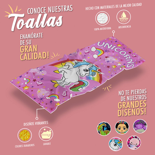 Toalla De Baño Infantil Niño/niña Diseño Unicornio Rosa Unicornio