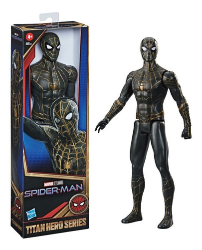 Spiderman Con Traje Negro C/ Dorado No Way Home 30 Cm Hasbro