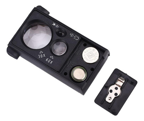 A Lupa Led De Bolsillo 30x 60x Portátil Con Luz Y T