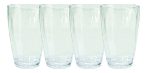 4 Vaso Plástico Acrílico Nuevos Transparente 410 Ml