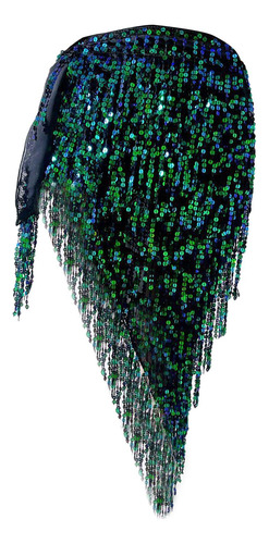 Lentejuelas Borla Falda Verde Y Azul 135cmx70cm Verde Y Azul