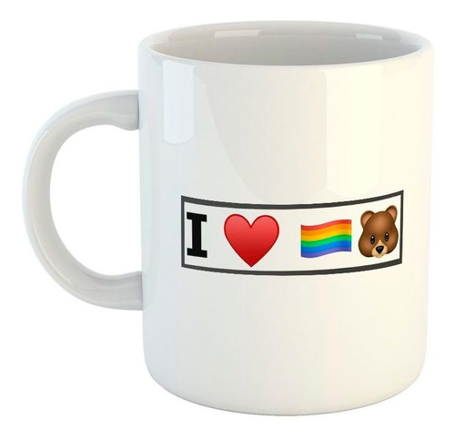 Taza De Ceramica Oso Gay Bandera Corazon Orgullo