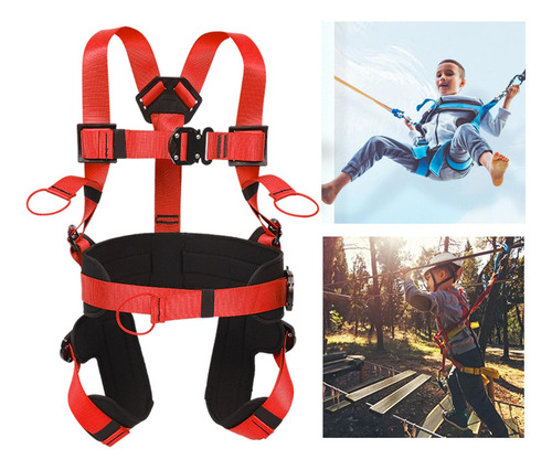 Bungee Trampolín Arnés Seguridad Sentarse Cuerpo Rojo