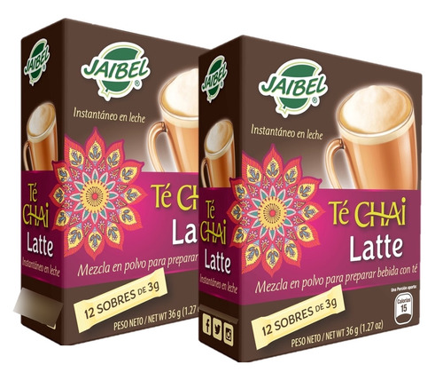Jaibel Te Chai Latte 2 Paq X12 Sobres Caramelo - Tradicional