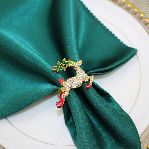 6 Servilleteros Navideños Con Forma De Ciervo Dorado