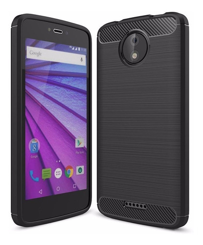 Forro Protector Funda Carbon Motorola Moto C Plus + Vidrio