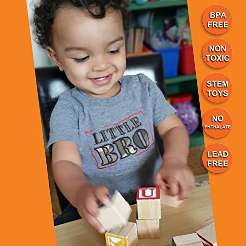 Imagen 3 de 6 de Skoolzy Abc Bloques De Madera Para Niños Pequeños - 30 Bloqu