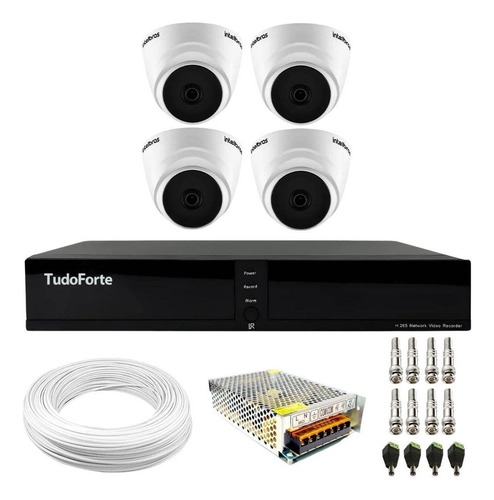 4 Câmeras Intelbras Vhd 1120d Ir 20m Dvr Tudo Forte 4 Canais Branco