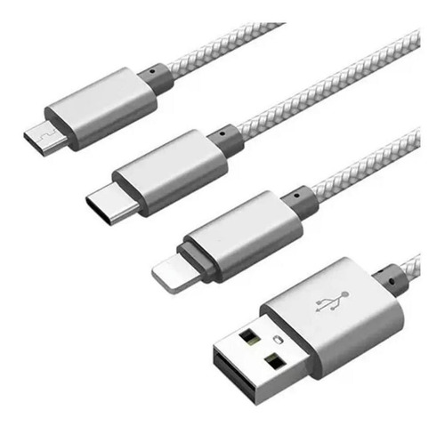 Cable Carga Rapida 3 En 1 Philco Micro Usb+usb-c+lighting