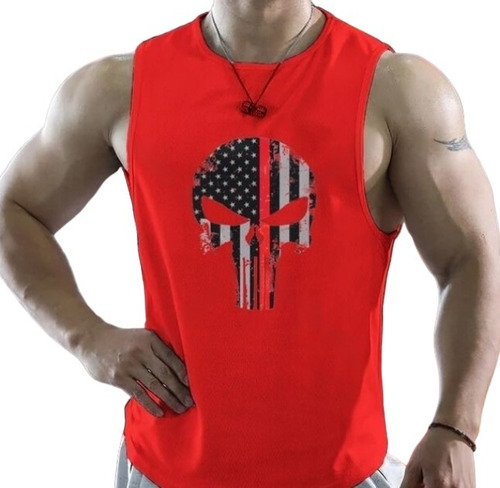 Polera Superhéroe Punisher Musculosa El Castigador Rojo 