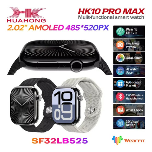 Reloj Inteligente Serie 10 Nuevo 46mm Brújula Nfc 1gb Amoled Blanco Casual Blanco Plateado