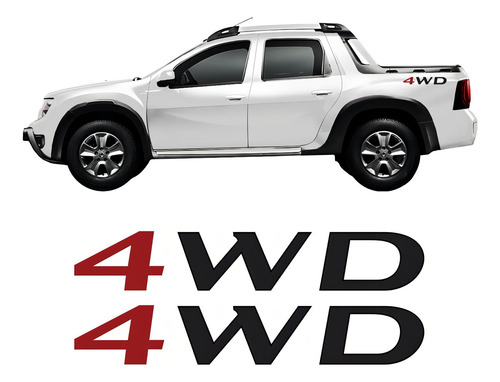 Adhesivos laterales Duster Oroch 4WD R891 compatibles con cubos, colores negro y rojo