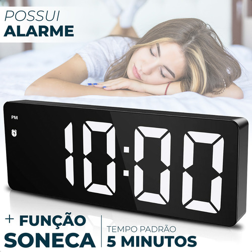 Edicasa Relógio Digital De Mesa E Parede Led Com Data Temperatura E Alarme Despertador Com Função Soneca