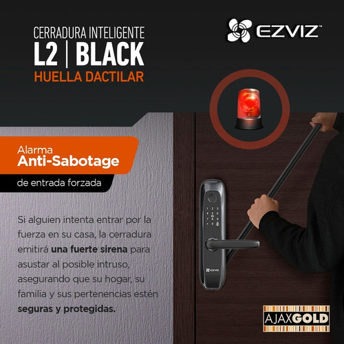 Imagen 9 de 10 de Cerradura Ezviz Biometrica Inteligente Digital Tactil Alarma