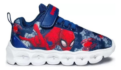 Zapatillas Marvel Spiderman Azul/rojo Con Luces Niños Origi