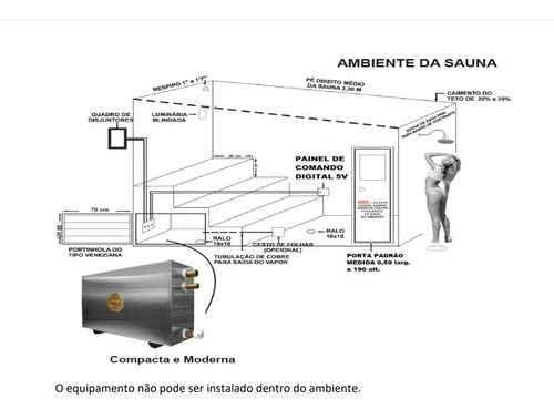 Sauna Vapor 12kw Inox 220v Bif Dig. Impercap + Flexivel Inox