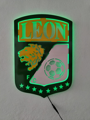 Cuadro Decorativo Con Luz ( Escudo Club León)